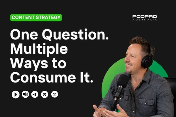 One question, multiple ways to consume it, with Adam Bell recording in the PodPro studio