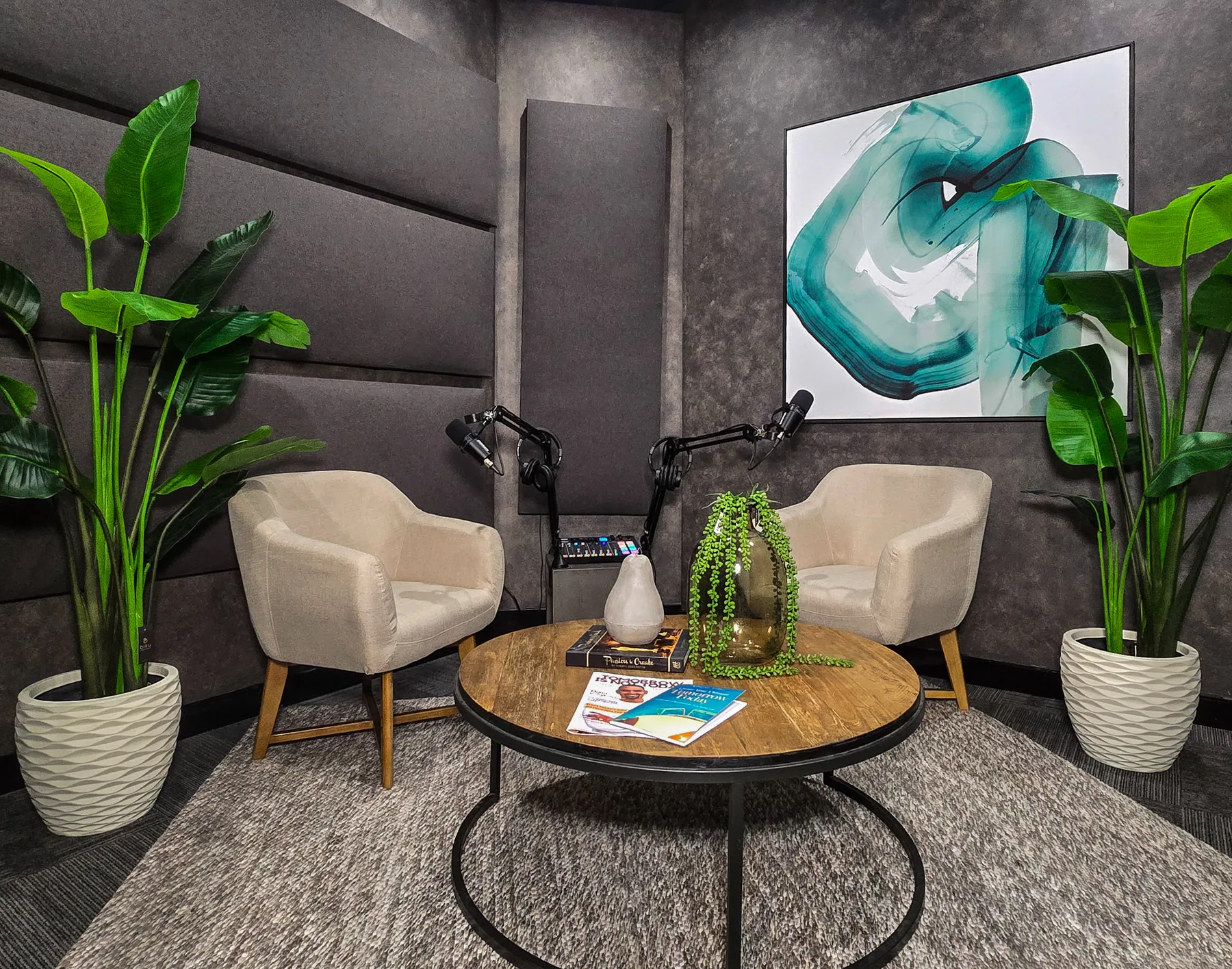 Inside the PodPro Australia podcast studio at Burleigh Heads